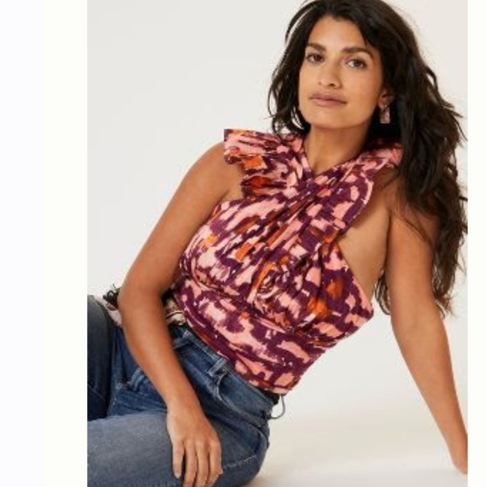 Anthropologie Pleated Ruffle Halter Top (NWT)